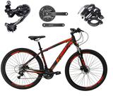 Bicicleta Aro 29 Ksw Xlt Alumínio Câmbio Traseiro Shimano Deore e Altus 27v Freio Hidráulico Garfo Com Trava - Preto/Vermelho/Laranja - 17