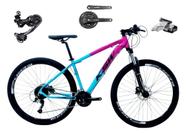 Bicicleta Aro 29 Ksw Xlt Alumínio Câmbio Traseiro Shimano Deore e Altus 27v Freio Hidráulico Garfo Com Trava - Rosa/Azul Bicicleta Aro 29 Ksw Xlt Alumínio Câmbio Traseiro Shimano Deore e Altus 27v Freio Hidráulico Garfo Com Trava - Rosa/Azul