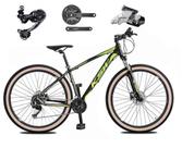 Bicicleta Aro 29 Ksw Xlt Câmbio Traseiro Shimano Deore e Altus 27v Freio Hidráulico Garfo Com Trava Pneu Faixa Bege - Preto/Verde