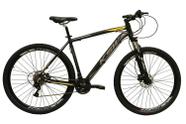 Bicicleta Aro 29 Ksw Xlt Câmbios Shimano 24v Freio Disco Hidráulico Garfo Trava Preto com Prata e Amarelo Tam.21