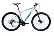 Bicicleta Aro 29 Ksx Sd7 21v Cabos Internos Alumínio Freios a Disco Garfo Suspensão Branco/Azul