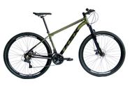 Bicicleta Aro 29 Ksx Sd7 Alumínio 21v Cabos Internos Freios a Disco Garfo Suspensão Preto/Verde Militar
