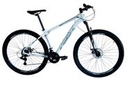 Bicicleta Aro 29 Ksx Sd7 Alumínio 21v Freios a Disco Cabos Internos Garfo Suspensão Branco/Prata