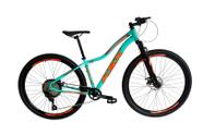 Bicicleta Aro 29 Ksx Sd7 Feminina 12v Freio Hidráulico K7 11/50 Garfo com Trava Kit 1x12 Verde Tiffany/Laranja