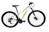 Bicicleta Aro 29 Ksx Sd7 Feminina 21v Cabos Internos Alumínio Freios a Disco Garfo Suspensão Branco/Amarelo