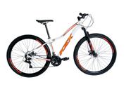Bicicleta Aro 29 Ksx Sd7 Feminina 21v Cabos Internos Alumínio Freios a Disco Garfo Suspensão Branco/Laranja