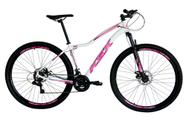 Bicicleta Aro 29 Ksx Sd7 Feminina Alumínio 21v Cabos Internos Freios a Disco Garfo Suspensão Branco/Rosa