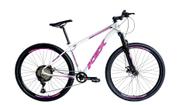 Bicicleta Aro 29 Mtb Ksx Sd7 12v Freio a Disco Hidráulico K7 11/50 Garfo com Trava Kit 1x12 Branco/Rosa/Violeta Bicicleta Aro 29 Mtb Ksx Sd7 12v Freio a Disco Hidráulico K7 11/50 Garfo com Trava Kit 1x12 Branco/Rosa/Violeta