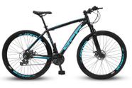 Bicicleta Aro 29 Off Alumínio Disco Suspensão Preto/Azul Tamanho:19