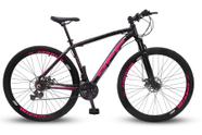 Bicicleta Aro 29 Off Alumínio Disco Suspensão Preto/Pink Tamanho:15