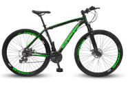 Bicicleta Aro 29 Off Alumínio Disco Suspensão Preto/Verde Shimano Quadro 17