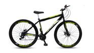 Bicicleta Aro 29 Shimano Freio à Disco 21M. Velox Preto/Amarelo Limão - Ello Bike