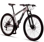 Bicicleta Aro 29 Spaceline Star 21 Marchas, Quadro de Alumínio e Freio a Disco - Prata/Preto