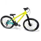 Bicicleta aro26 Vikingx X44 Tuff Freeride Dh 21v aroVmaxx FreioDisco Garfo Pneu Flame AmareloVerde