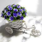 Bicicleta Arranjo com cesto + Flor Bucho Artificial Cor Roxa Decoração para Casa e Festas