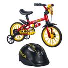 Bicicleta Bicicletinha Infantil Mickey Aro 12 + Capacete Infantil Preto