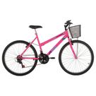 Bicicleta Donna Mountain Bike Aro 26 Quadro Aço 18 Marchas V-Brake Rosa Chicle Free Action Bicicleta Donna Mountain Bike Aro 26 Quadro Aço 18 Marchas V-Brake Rosa Chicle Free Action