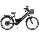 Bicicleta Elétrica com Bateria de Lítio 48V 13Ah New Confort Preta com Cestinha