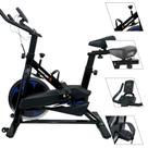 Bicicleta Ergométrica Spinning Bike Profissional Preta e Azul Roda de Inercia 8 Kg Suporta 130kg Mecânica