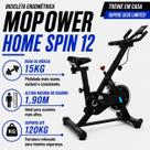 Bicicleta Ergométrica Spinning Mopower Home Spin Roda de Inércia 15kg suporta até 120 kg