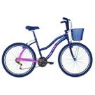 Bicicleta Feminina Aro 26 18V Beach em Alumínio Preto com Rosa
