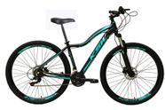 Bicicleta Feminina Aro 29 Ksw Mwza 24v Freio a Disco Garfo Com Suspensão Mtb 29 Alumínio - Preto/Azul