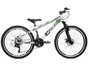 Bicicleta Freeride Aro 26 Flay KOG 18v Freio a Disco Suspensão Dianteira Branco Verde