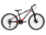 Bicicleta Freeride Aro 26 Flay KOG 18v Freio a Disco Suspensão Dianteira Preto Vermelho