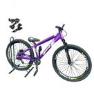 Bicicleta Frx-Evo Mountain Bike Aro 26 Quadro Alumínio 21 Marchas Shimano Gios Roxo Branco