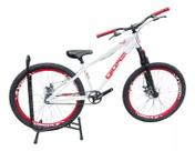 Bicicleta Gios Branco aro vmaxx vermelho e suspensão com trava no ombro