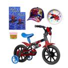 Bicicleta Infantil Aro 12 Homem Aranha com Rodinhas Kit com 6 Itens