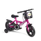 Bicicleta Infantil Aro 12 Speedy com Rodinhas Removíveis Cestinha Rosa - Baby Style