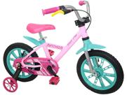 Bicicleta Infantil Aro 14 Nathor First Pro Rosa - com Rodinhas Freio à Disco