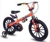 Bicicleta Infantil Aro 16 com Rodinhas Masculina Extreme Laranja Nathor