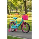 Bicicleta Infantil Aro 16 Rosa Cesta e Rodas de Apoio