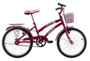 Bicicleta Infantil Aro 20 Feminina Susi Rosa Pink Com Para-lama e Cesta