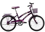 Bicicleta Infantil Aro 20 Feminina Susi Roxa Com Para-lama e Cesta