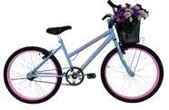 Bicicleta Infantil Aro 24 Mtb Cesta Feminina Azul Bebê
