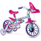 Bicicleta Infantil Barbie Aro 12 Guidão Regulável Cadeirinha Boneca Rodinhas Removíveis Selim C/ Altura Ajustável Freio Tambo