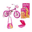 Bicicleta Infantil Barbie Aro 12 Rosa 5 itens