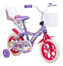 Bicicleta Infantil com roda treinamento Flower Aro 12 Good Mood Lilás