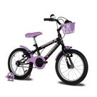 Bicicleta Infantil Com Rodinhas Aro 16 Danny Preta e Lilás Verden Bikes Bicicleta Infantil Com Rodinhas Aro 16 Danny Preta e Lilás Verden Bikes