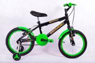 Bicicleta Infantil Havoc Aro 16 Aço Para Crianças Com Rodinhas de Treinamento Preta Com Verde