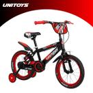 Bicicleta Infantil Masculina Aro 16 Pro Aventura Cores Vermelho e Preto com Rodinhas Resistentes para Crianças