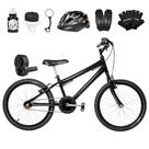 Bicicleta Infantil Masculina Aro 20 Alumínio Colorido + Kit Premium Bicicleta Infantil Masculina Aro 20 Alumínio Colorido + Kit Premium
