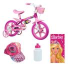 Bicicleta Infantil Menina Barbie Passeio 4 Itens