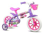 Bicicleta Infantil Nathor Violet Aro 12 Freio Tambor Com Rodas De Treinamento Violeta/branco/rosa