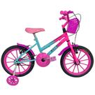 Bicicleta Infantil Passeio Aro 16 Feminina Azul Tifany/ Rosa