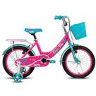Bicicleta Infantil Rosa Com Cestinha Refletor E Rodinhas Laterais Removíveis + 5 Anos