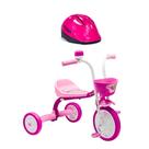 Bicicleta Infantil Triciclo Motoca Rosa Capacete De Segurança Marca Nathor Linda Presente De Natal